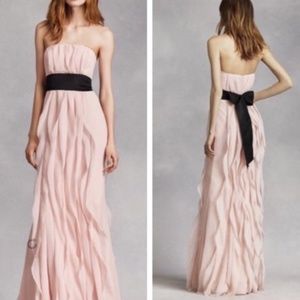 Vera Wang Strapless Crinkle Chiffon Dress Size 4